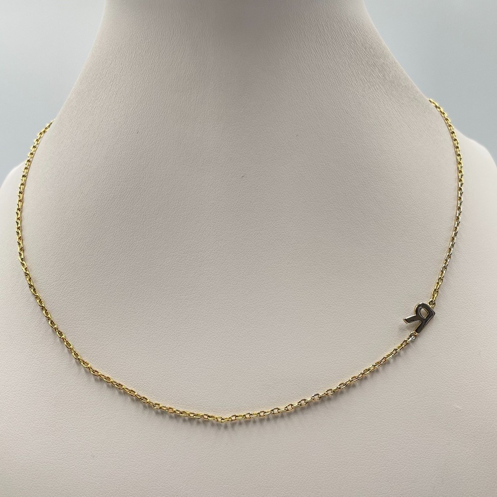 VTG J. Crew Modern Minimalist Gold Tone Initial R Sideways Letter Chain Necklace